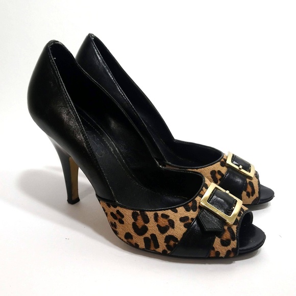 Franco Sarto Leopard Print Heel Open Toe 6M - Picture 4 of 6